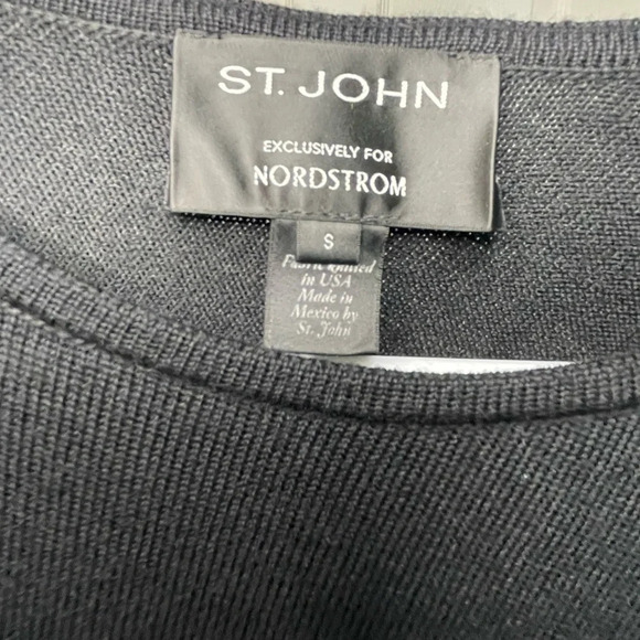 St John For Nordstrom Wool Sweater Asymmetrical Caviar/Marine Size Small Preppy - Picture 4 of 6